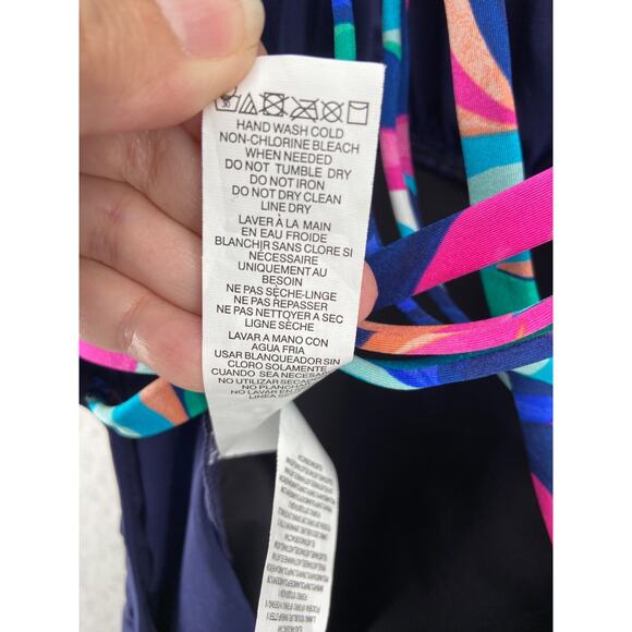 La Blanca Swimsuit Women's Sz 14 Island Goddess Blue V-neck Criss‎ Cross Straps - Picture 7 of 12